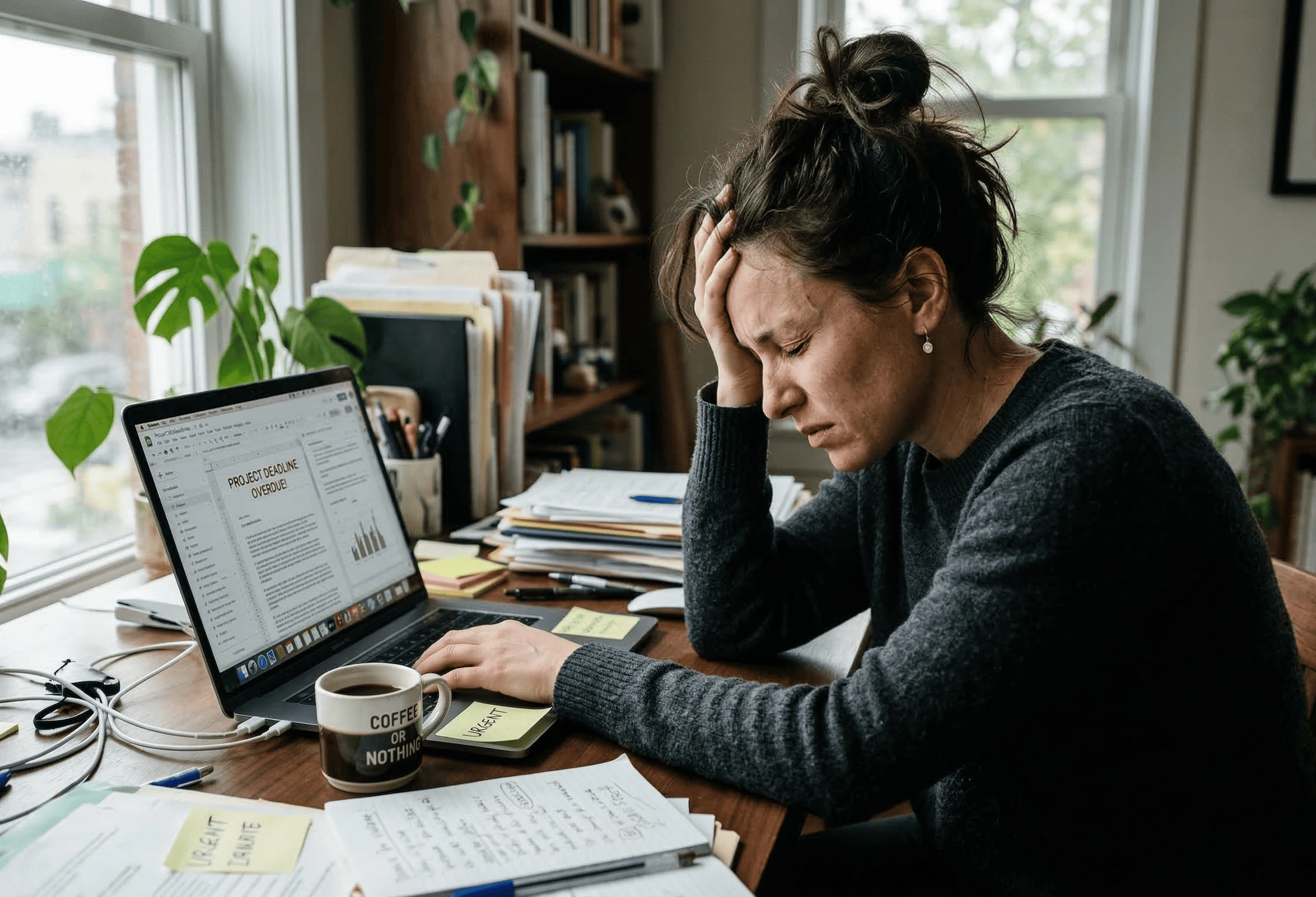 Person struggling with brain fog and stress