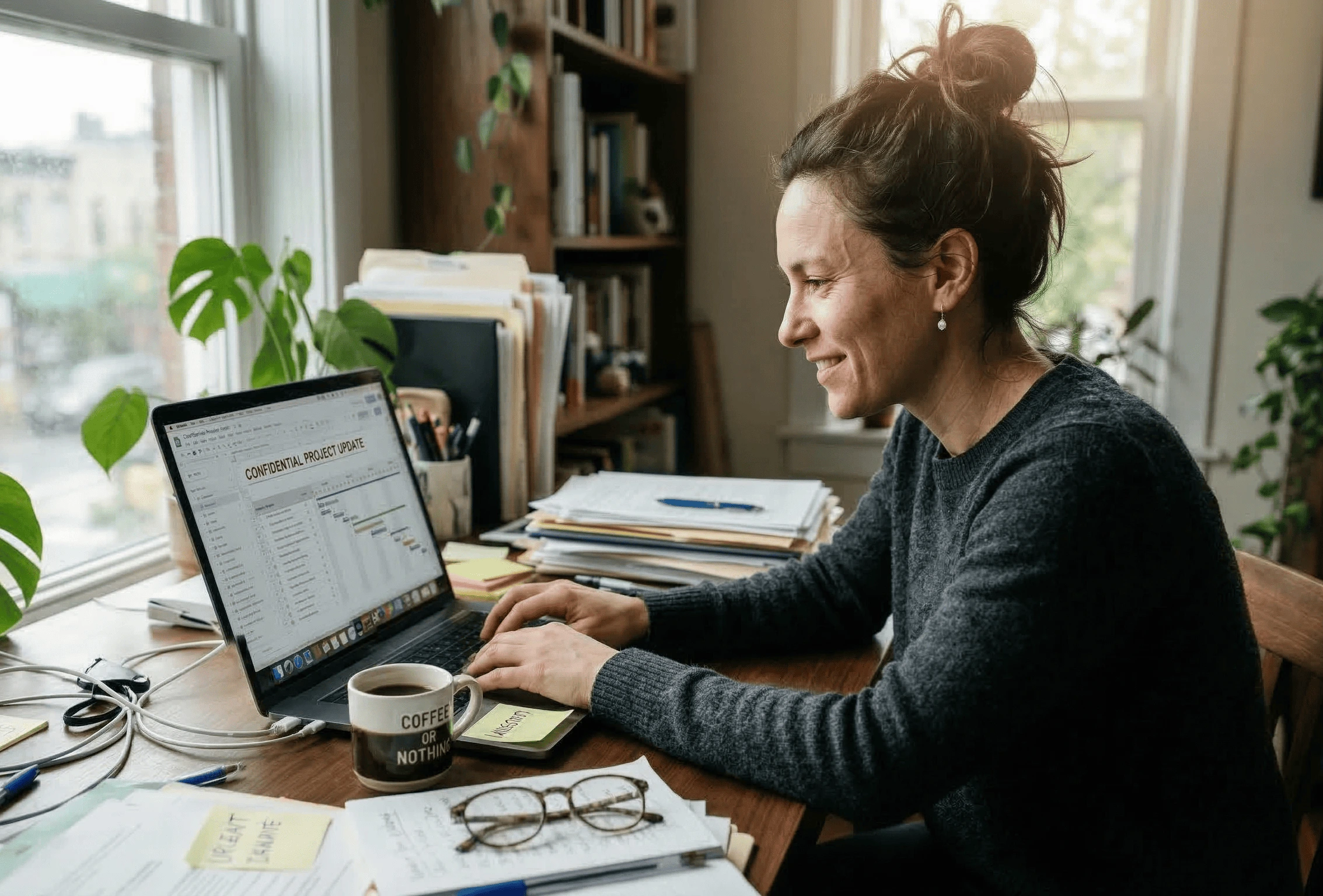Person feeling focused calm and productive